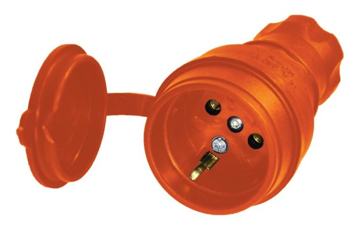 Розетка переносна з/з, 16А, каучук, (IP44), помаранчева, Mutlusan (010 083 300329)