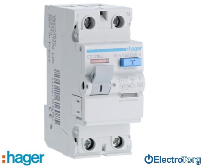 купить купить УЗО 2P 16A 10mA A Hager (Хагер)  