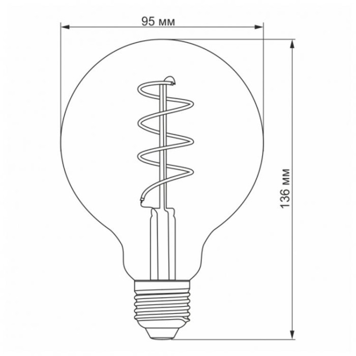 купить купить LED лампа Filament G95FGD 4W E27 2100K Диммерная графит VIDEX  