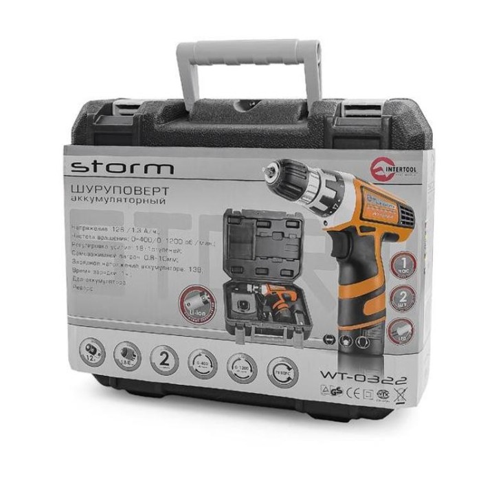 купить купить Дрель-шуруповерт аккумуляторная Li-Ion 12В INTERTOOL WT-0322  
