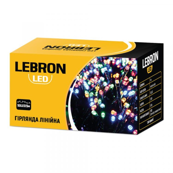 купить купить Гирлянда линейная новогодняя 50LED мультицвет 5 м IP20 Lebron  