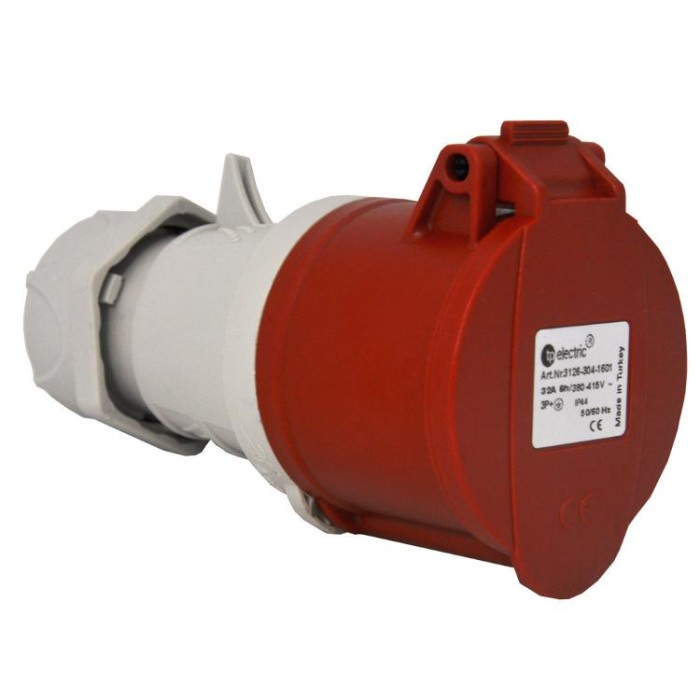 купить купить Розетка силовая 16А / 4 (3Р + РЕ) IP44, TP electric (3122-304-1601)  