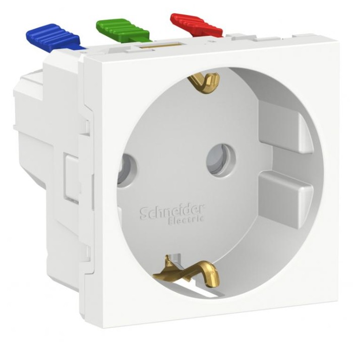 купить купить Розетка с з/к шторки 16А самозажимная клемма белый Unica New Schneider Electric (Шнайдер Электрик)  
