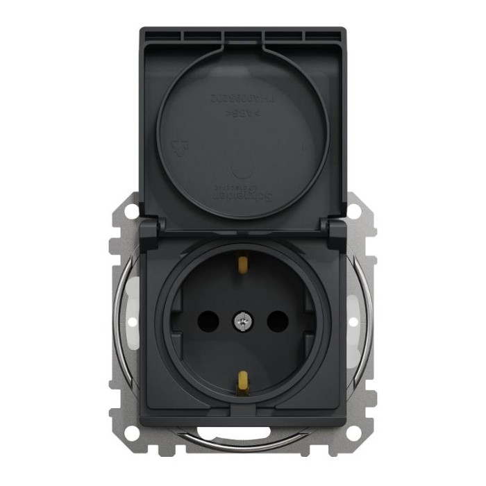 купить купить Розетка з заземленням, зі шторками, та з кришкою IP44 Чорний Sedna Design Schneider Electric  