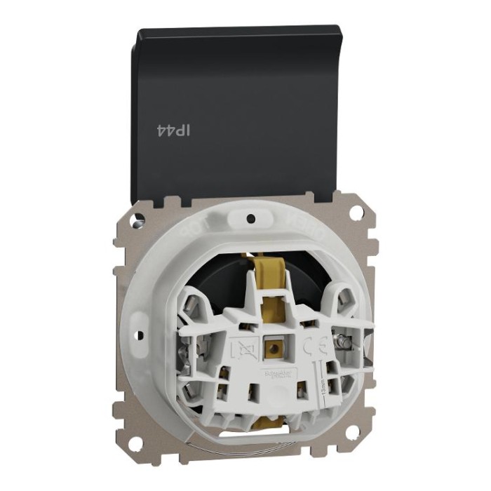 Розетка з заземленням, зі шторками, та з кришкою IP44 Чорний Sedna Design Schneider Electric