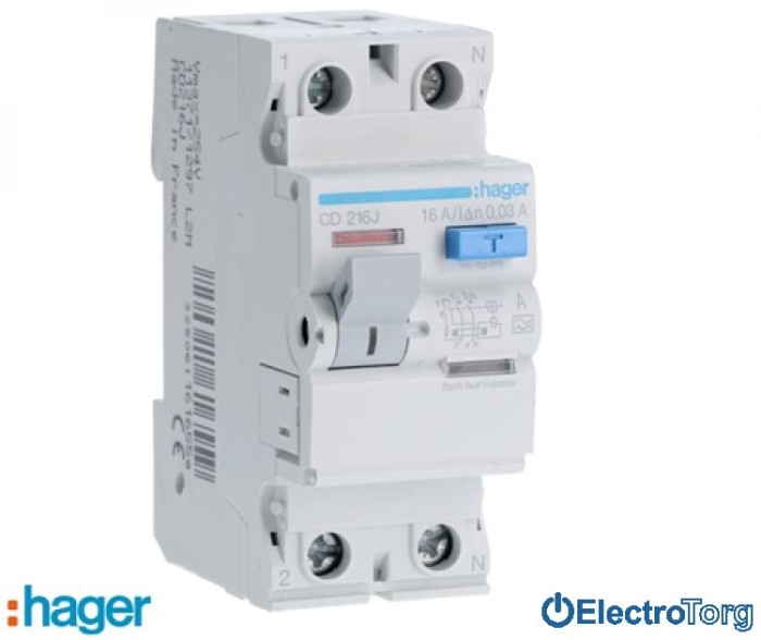 купить купить УЗО 2P 16A 30mA A Hager (Хагер)  