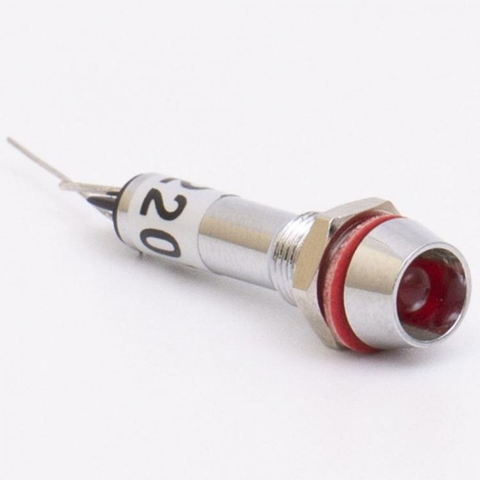 Світлодіодний індикатор металевий AD22C-6 220v AС, червоний, Takel