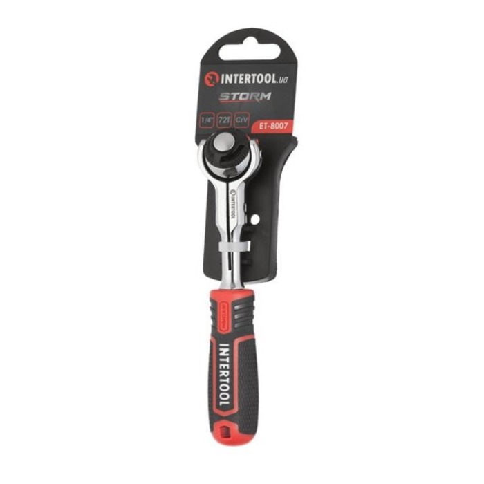 купить купить Рукоятка с храповым механизмом поворотная, 72 зуба 1/4&quot;, Cr-V STORM INTERTOOL ET-8007  