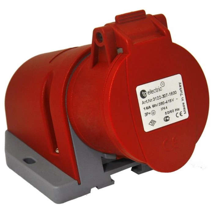 купить купить Розетка силовая настенная 16А / 4 (3Р + РЕ) IP44, TP electric (3122-307-1600)  