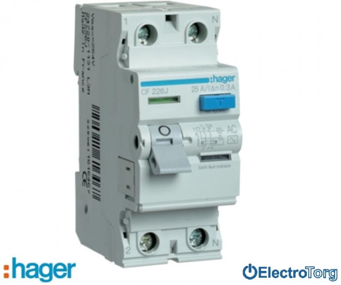 купить купить УЗО 2P 25A 300mA AC Hager (Хагер)  