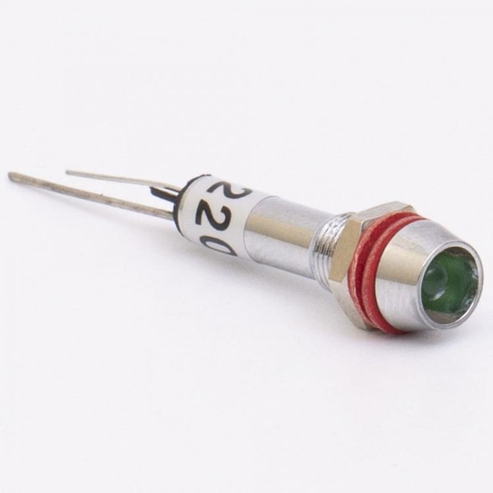 Світлодіодний індикатор металевий AD22C-6 220v AС, зелений, Takel