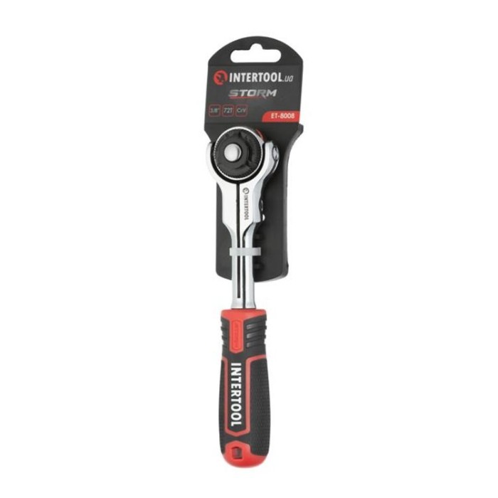 купить купить Рукоятка с храповым механизмом поворотная, 72 зуба 3/8&quot;, Cr-V STORM INTERTOOL ET-8008  