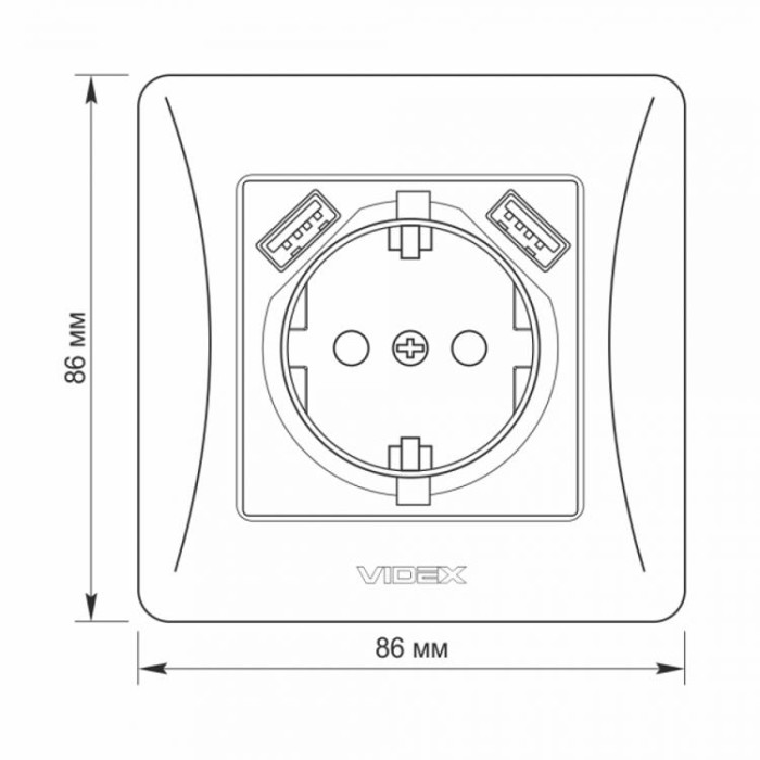 купить купить Розетка одинарная с заземлением и 2USB черный графит VIDEX BINERA  