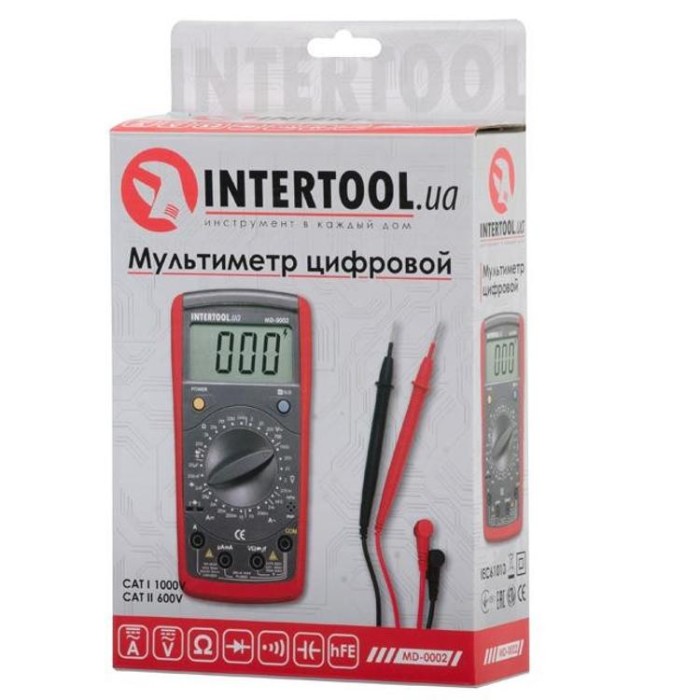 купить купить Мультиметр цифровой CAT III-600В/CAT II-1000В INTERTOOL MD-0002  