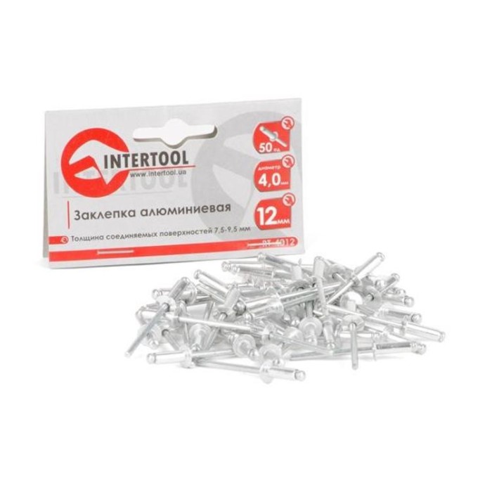 купить купить Заклепка алюминиевая 4,0x12 мм, упаковка 50 шт INTERTOOL RT-4012  