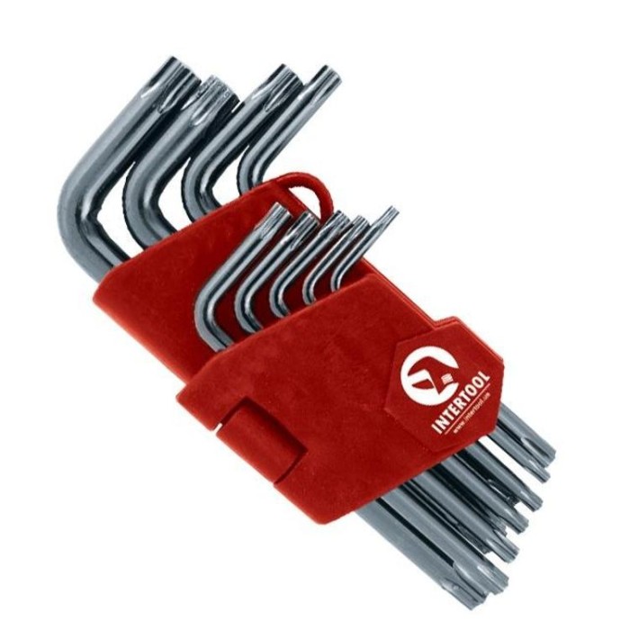 купить купить Набор Г-образных ключей TORX с отверстием 9 шт., Т10-Т50, Cr-V, Small INTERTOOL HT-1831  