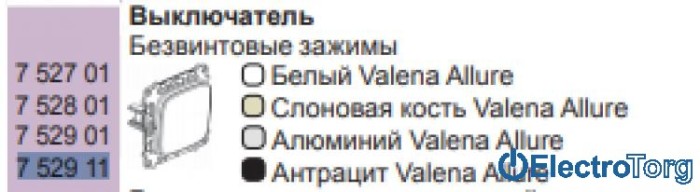 купить купить Механизм выключателя 1-клавишного 10AX антрацитовый Valena ALLURE Legrand  