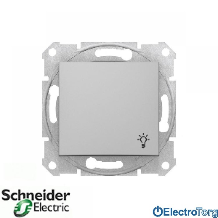 Кнопочный выключатель с символом лампы алюминиевый Sedna Schneider Electric (Шнайдер Электрик)