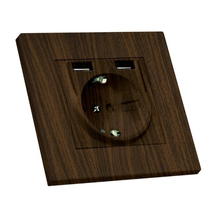 купить купить Розетка з/з, 16А, USB+TYPE-C, 2,4А, зі шторками, RITA, Mutlusan,&quot;горіх&quot;, (2220 629 0257)  