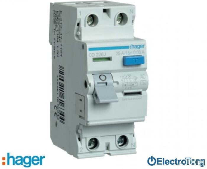 купить купить УЗО 2P 25A 30mA AC Hager (Хагер)  