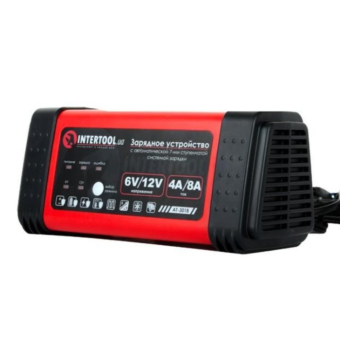 купить купить Зарядное устройство 6/12В, 4/8A, 230В, LED-индикация INTERTOOL AT-3018  