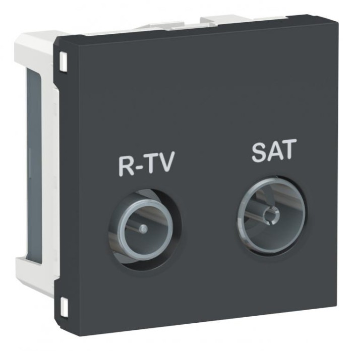 купить купить Розетка R-TV SAT проходная 2 модуля антрацит Unica New Schneider Electric (Шнайдер Электрик)  