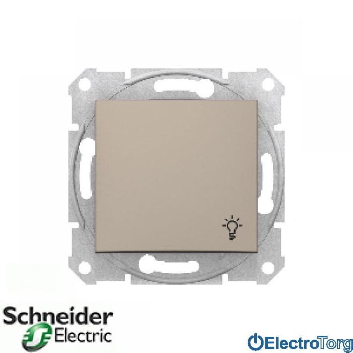 Кнопочный выключатель с символом лампы титановый Sedna Schneider Electric (Шнайдер Электрик)