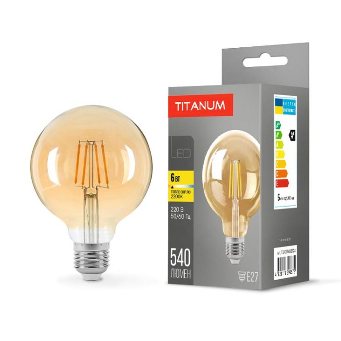 купить купить LED лампа TITANUM  Filament G95 6W E27 2200K бронза  