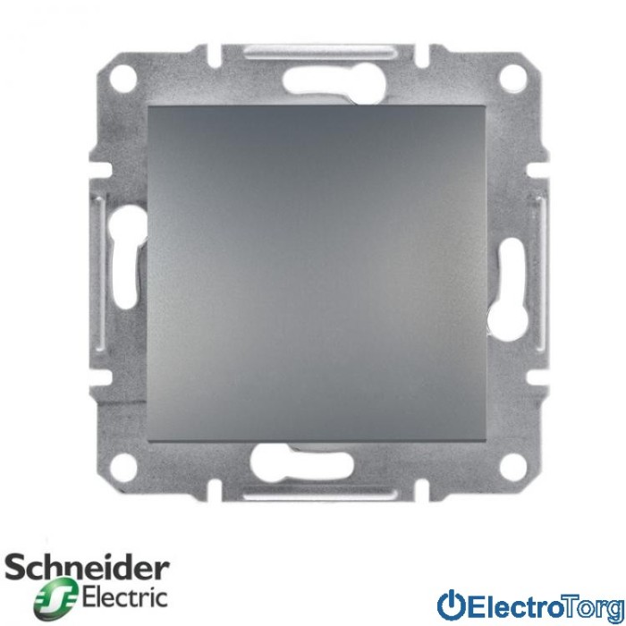 Выключатель одноклавишный двухполюсный сталь Asfora Schneider Electric (Шнайдер Электрик)