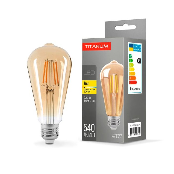 купить купить LED лампа TITANUM  Filament ST64 6W E27 2200K бронза  