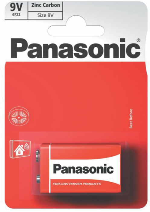 Батарейка 6F22/1BL 9V RED ZINC, PANASONIC (6F22REL/1BP)