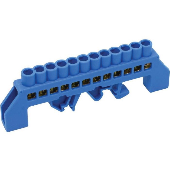 Шина нульова ізольована 12 отв. на DIN-рейку (універсальна)