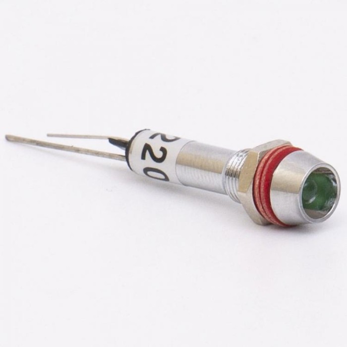 Світлодіодний індикатор металевий AD22C-6 24v AС/DС, зелений, Takel