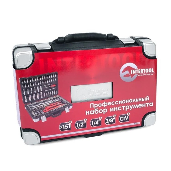 купить купить Профессиональный набор инструментов 1/4&quot;&amp;3/8&quot;&amp;1/2&quot;151ед, Cr-V INTERTOOL ET-7151  
