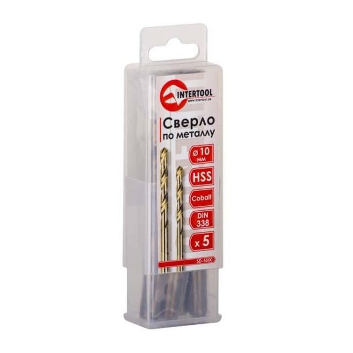 купить купить Сверло кобальтовое по металлу 10 мм HSS-Co, DIN 338 INTERTOOL SD-5500  