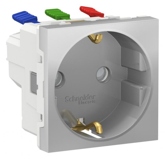 купить купить Розетка с з/к шторки 16А самозажимные клеммы алюминий Unica New Schneider Electric (Шнайдер Электрик)  