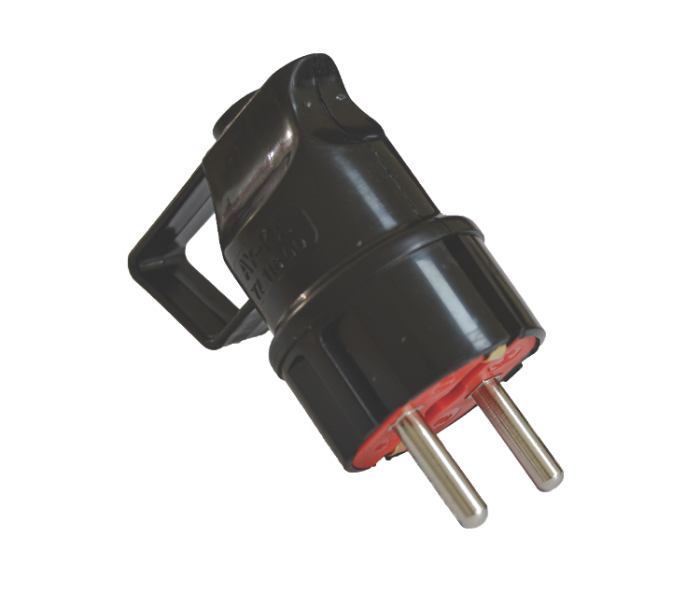 Вилка з/з, 16А, з ручкою, чорна, AY-KA, (79 116 00)