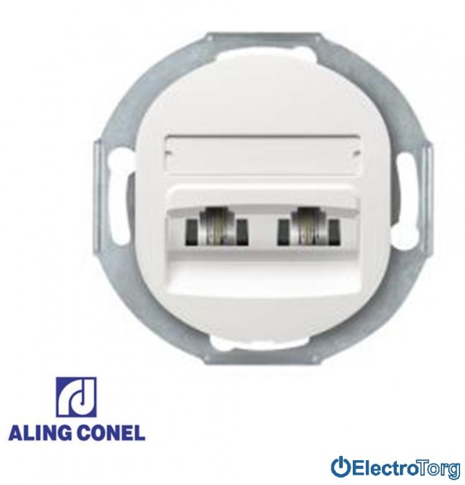 купить купить Розетка 2-я телефонная RJ12 6/4 (белая) Aling-Conel Eon  