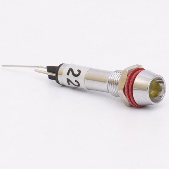 Світлодіодний індикатор металевий AD22C-6 24v AС/DС, жовтий, Takel