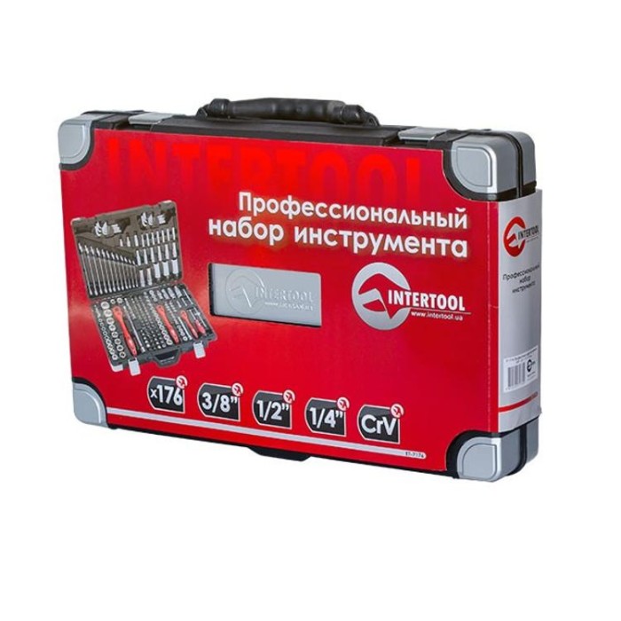 купить купить Профессиональный набор инструментов, 1/4&quot;&amp;3/8&quot;&amp;1/2&quot;, 176 ед. INTERTOOL ET-7176  
