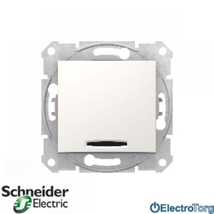 Кнопочный выключатель с подсветкой модуль слоновая кость Sedna Schneider Electric (Шнайдер Электрик)