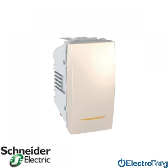 Выключатель 1-клавишный с индикатором 10AX слоновая кость Unica Schneider