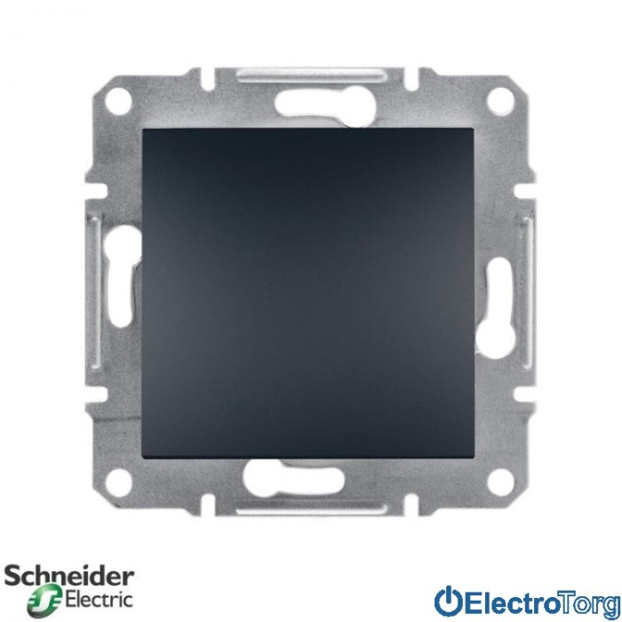 Выключатель одноклавишный двухполюсный антрацит Asfora Schneider Electric (Шнайдер Электрик)