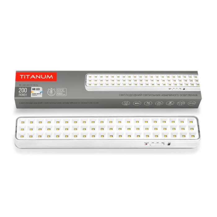 купить купить LED світильник аварійний TITANUM 60 LED 6500K  