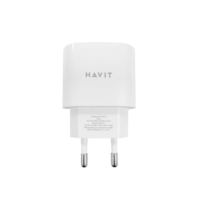 купить купить Швидкий зарядний пристрій HAVIT HV-UC1016 USB-C 20W 3A White  