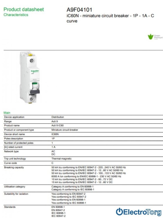 купить купить Автоматический выключатель iC60N 1P 1A C Schneider Electric  