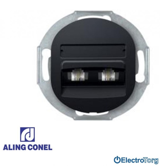купить купить Розетка 2-я телефонная RJ12 6/4 (черная) Aling-Conel Eon  