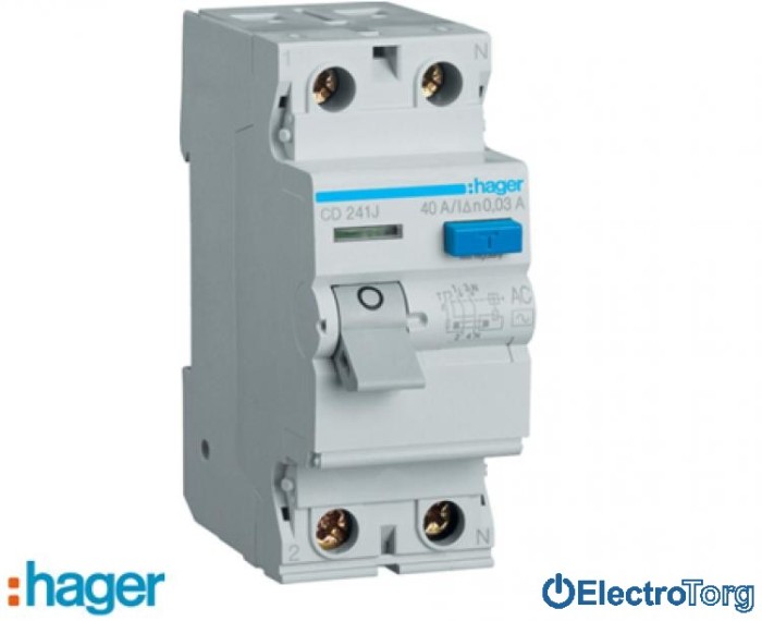 купить купить УЗО 2P 40A 30mA AC Hager (Хагер)  