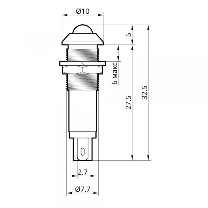 Світлодіодний індикатор металевий AD22B-8 220v AС, блакитний, Takel