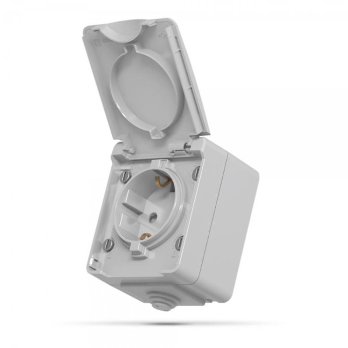 купить купить Розетка внешняя одинарная с заземлением серая IP65 VIDEX BINERA  